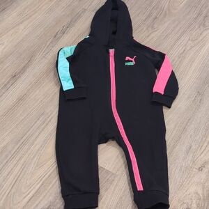 Puma Kids Black Footie with Pink and Green -size 12m
